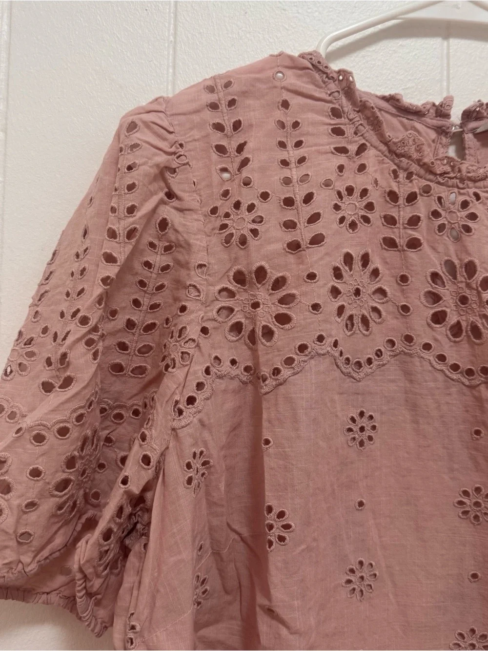 Boden Pink Eyelet Cotton Blouse